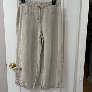 Eileen Fisher Petites Linen Beige Cropped Pant size 4P